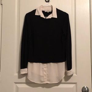 Black & white 2-layer blouse